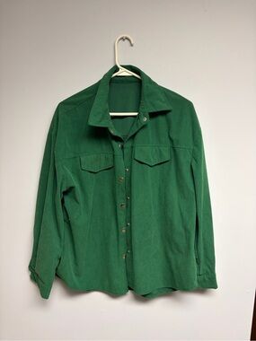Green corduroy-like Button-Up Shirt